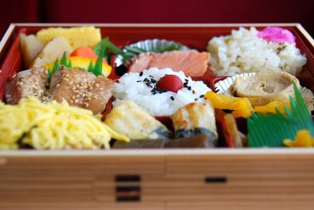 What is inside a Japanese bento box?