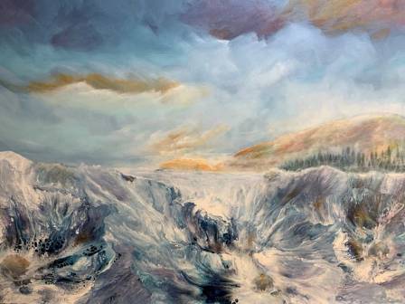 How to Paint a Mountain Lake Sunset