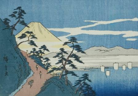 Cherry Blossoms And Mount Fuji In Woodcut Prints